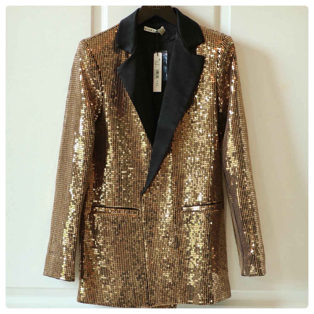ALICE + OLIVIA Kylie Shawl Collar Sequin Jacket - Picture 11 of 15